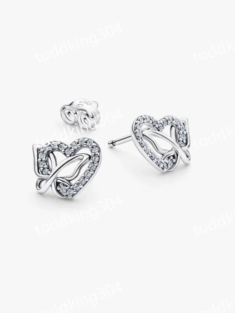 Entwined Heart & Butterfly Stud Earrings